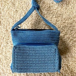 Women’s Knit Handmade Blue Crossbody Purse